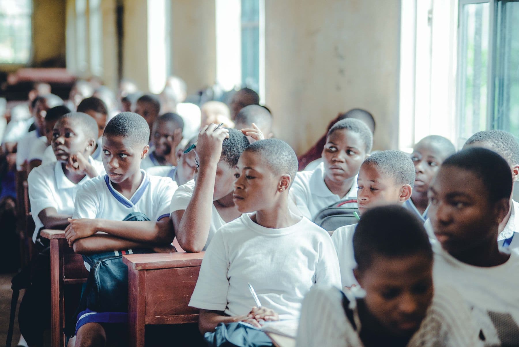 Secondary school students in a classroom